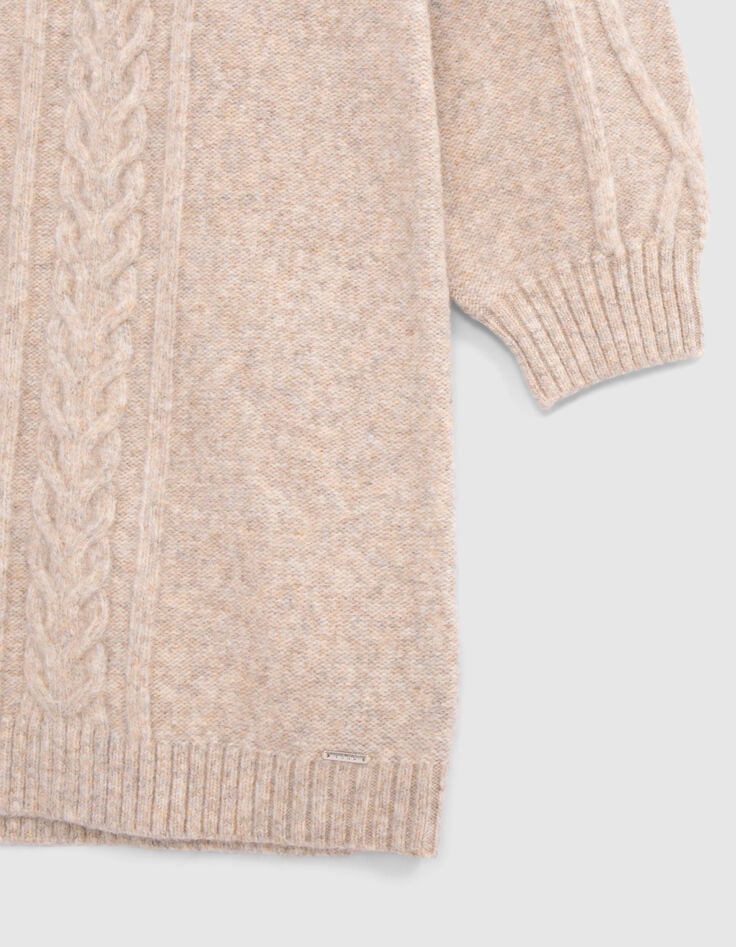 Robe beige chiné tricot torsadé fille-4 Robe beige chiné tricot torsadé fille-4