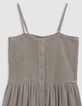 Robe fines bretelles kaki à smocks fille-3