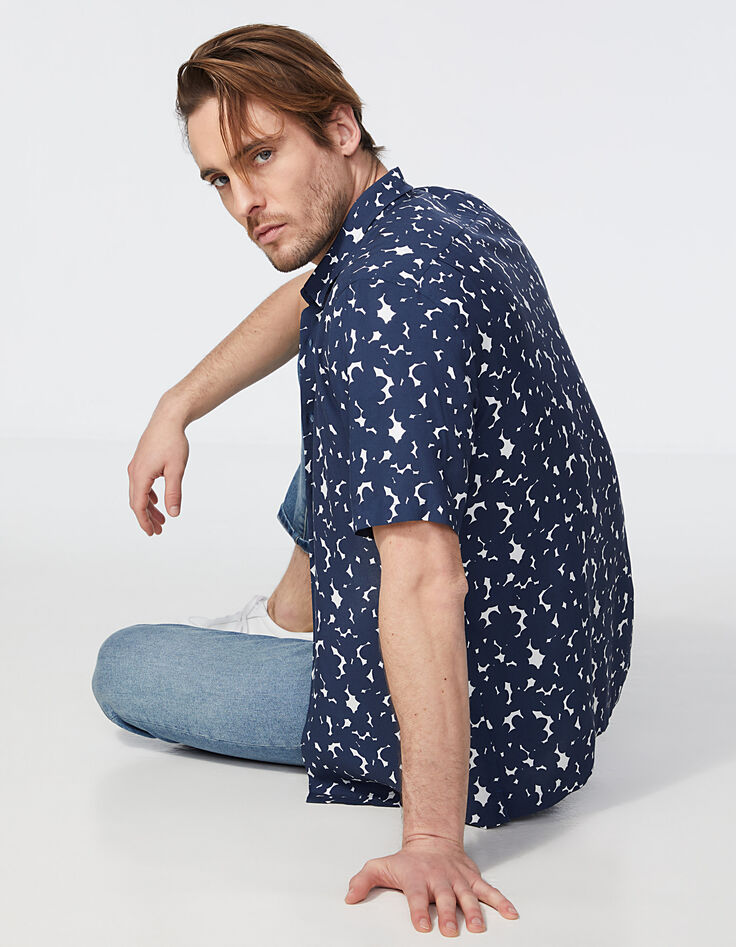 Chemise REGULAR marine à fleurs Homme-2