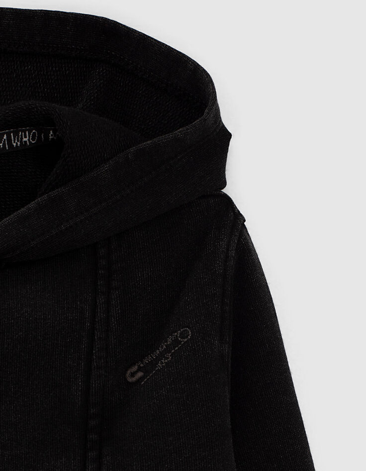 Schwarze Jungen-Bikerjacke aus Molleton -4 Schwarze Jungen-Bikerjacke aus Molleton -4