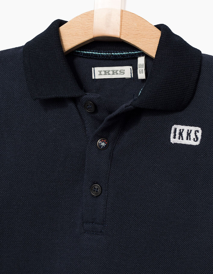 Baby boys' navy polo shirt with printed back - IKKS