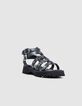 Sandales spartiate noires cuir Femme-2