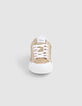 Baskets blanches cuir et paillettes dorées Femme-2