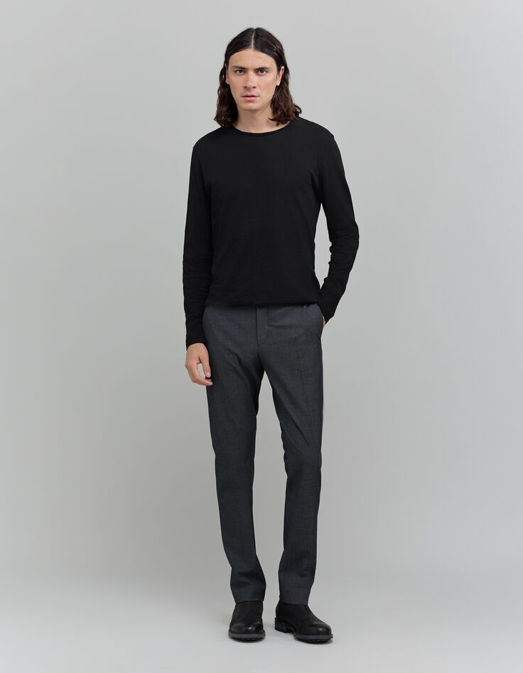 Camiseta negra de algodón modal Hombre-2