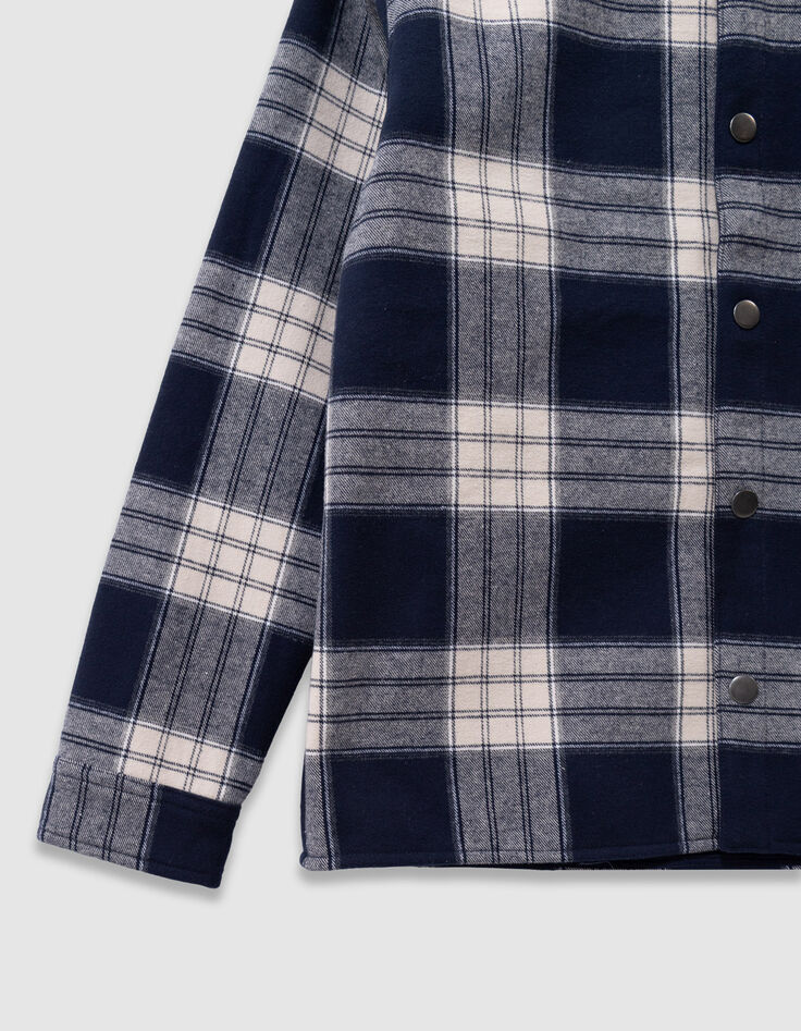 Sobrecamisa azul marino cuadros capucha extraíble niño-6
