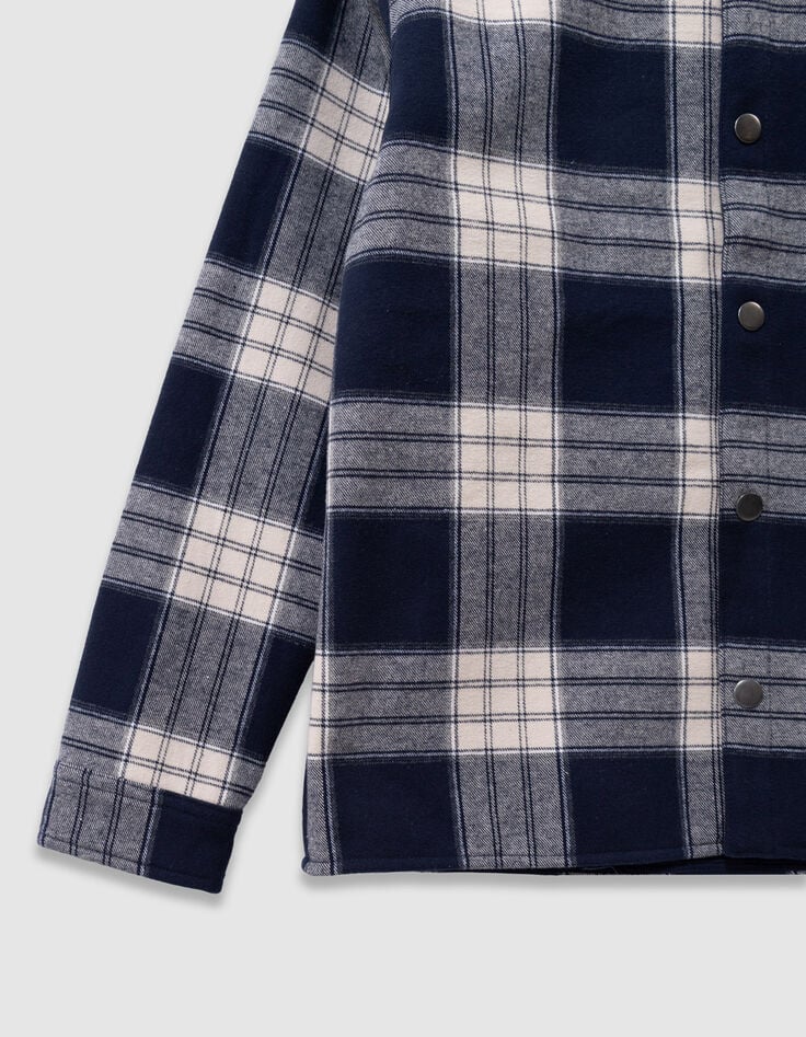 Sobrecamisa azul marino cuadros capucha extraíble niño-6 Sobrecamisa azul marino cuadros capucha extraíble niño-6