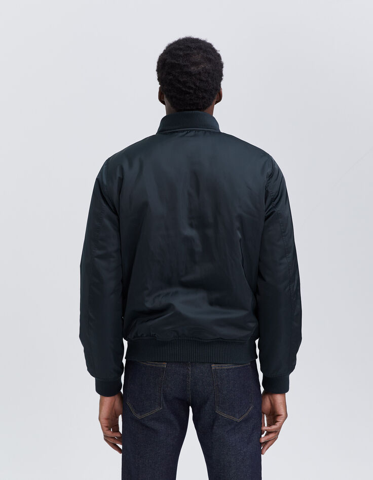Marineblaue Herrenbomberjacke aus Nylon mit Kapuze-4