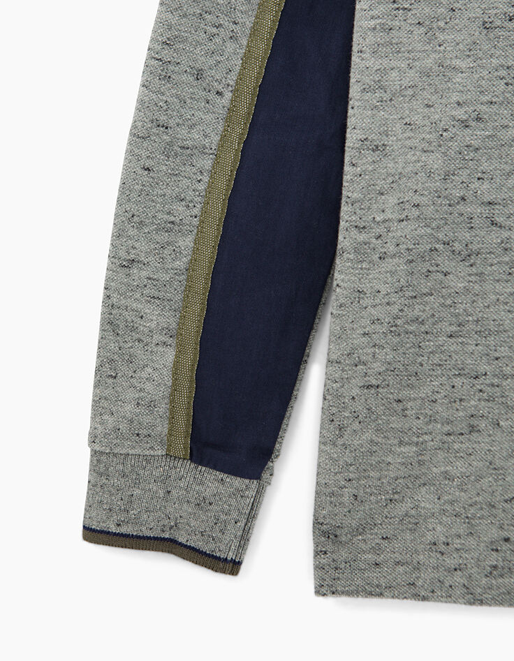 Boys’ dark grey marl polo shirt with army stripes on back-6 Boys’ dark grey marl polo shirt with army stripes on back-6