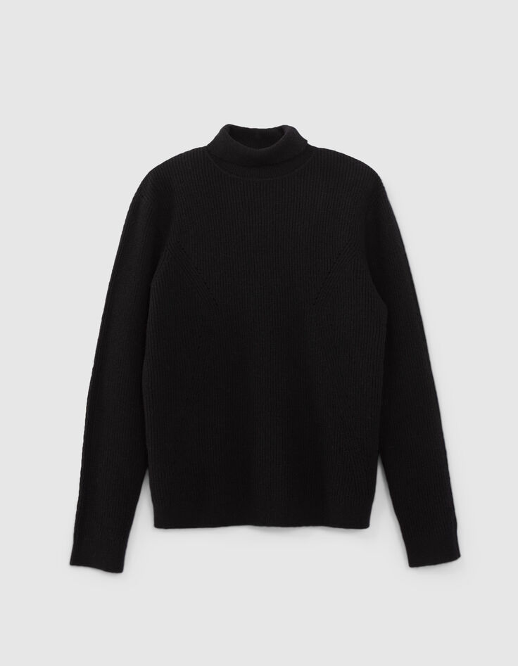 Pull noir tricot col roulé Homme-2 Pull noir tricot col roulé Homme-2