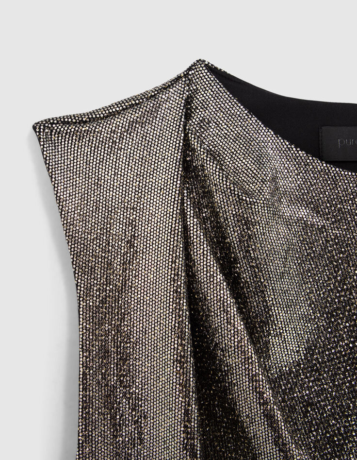 Pure Edition-Top gold drap&eacute; maille lurex Femme-5