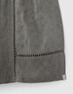 Kaki short jacquardstof en ladderajour meisjes-4