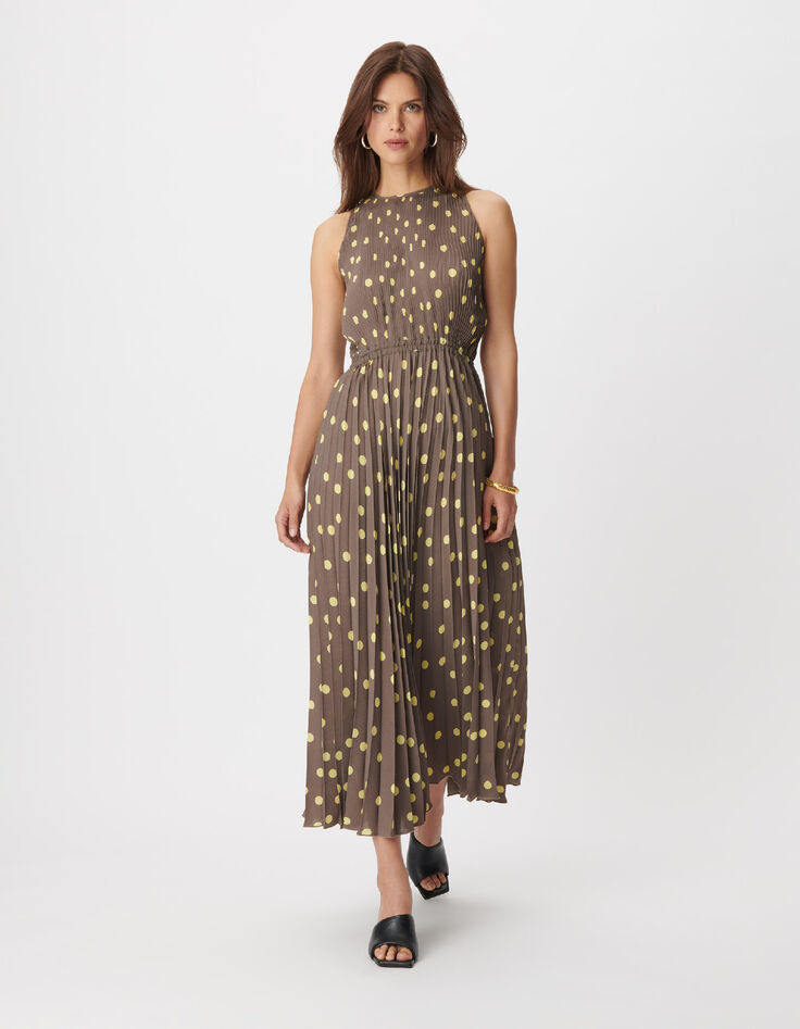 Women's grey polka dot print maxi dress-2