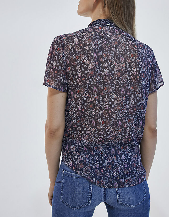 Women’s metallic paisley-print voile short-sleeved top-3