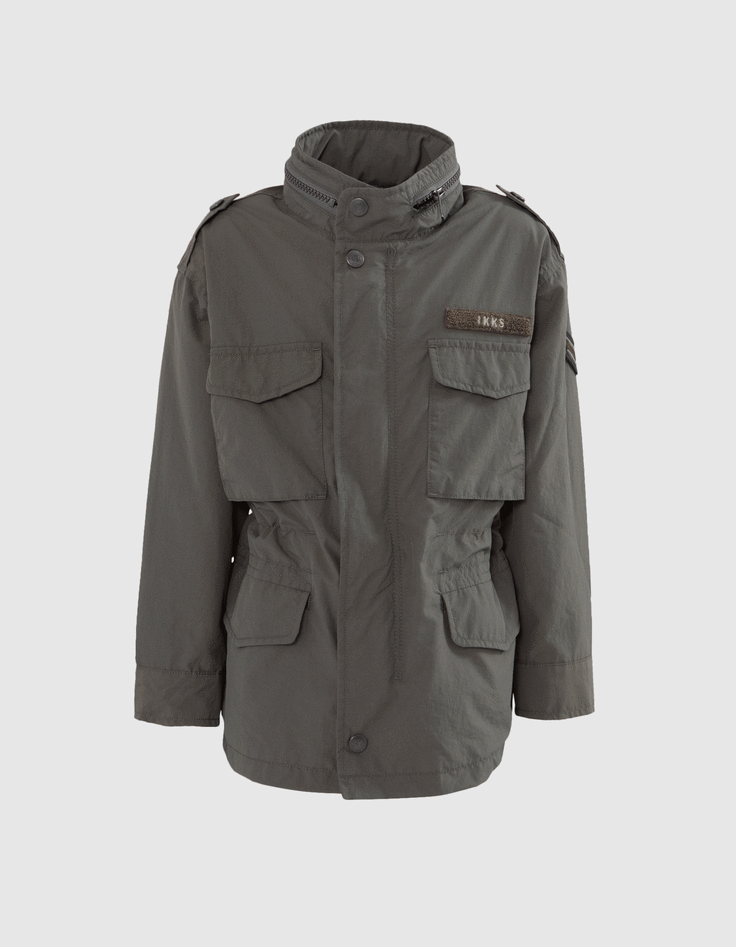 Parka kaki nylon print dos garçon IKKS