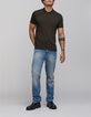 Polo dark kaki coton modal Homme-1