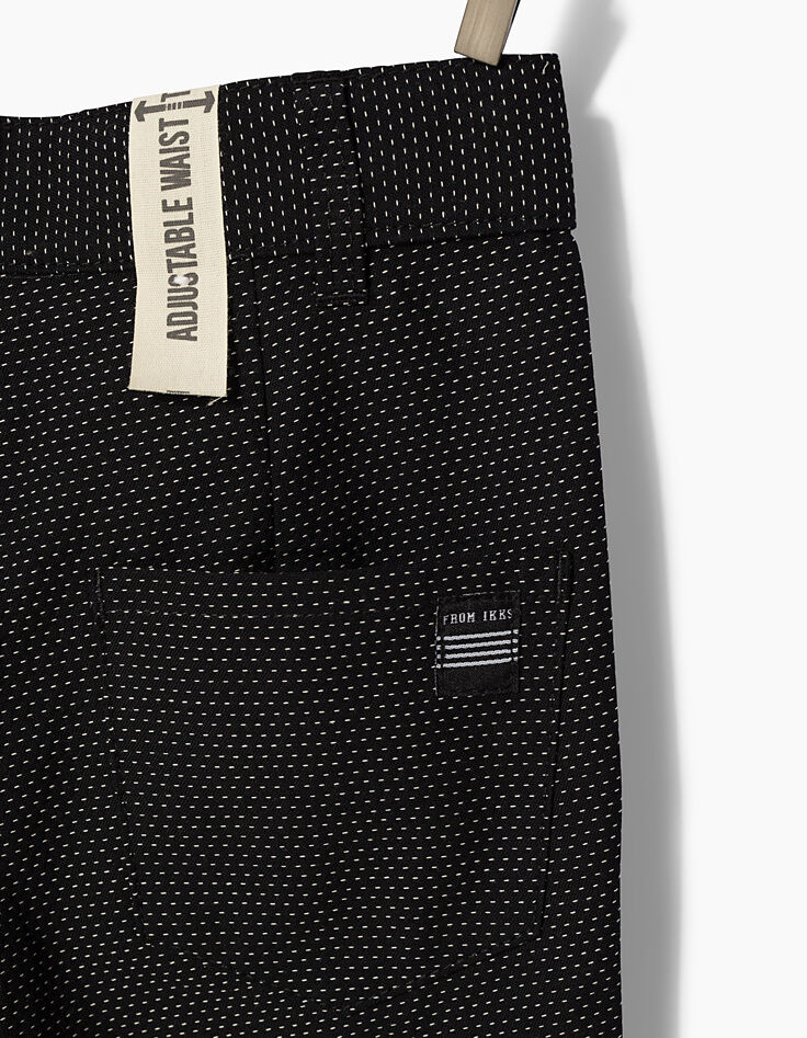 Boys&rsquo; black dotted jacquard chino Bermudas-5