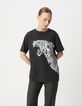 Tee-shirt gris coton bio visuel léopard  et message Femme-2