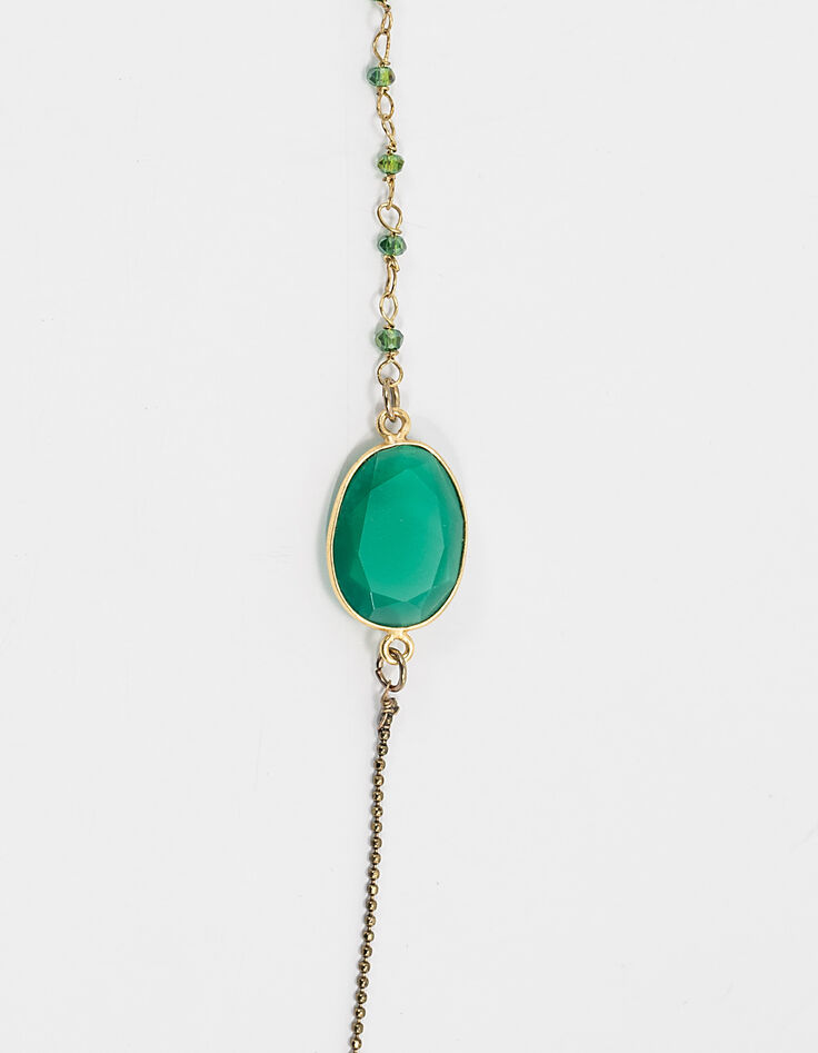Collier sautoir pierre perles vert émeraude femme-4