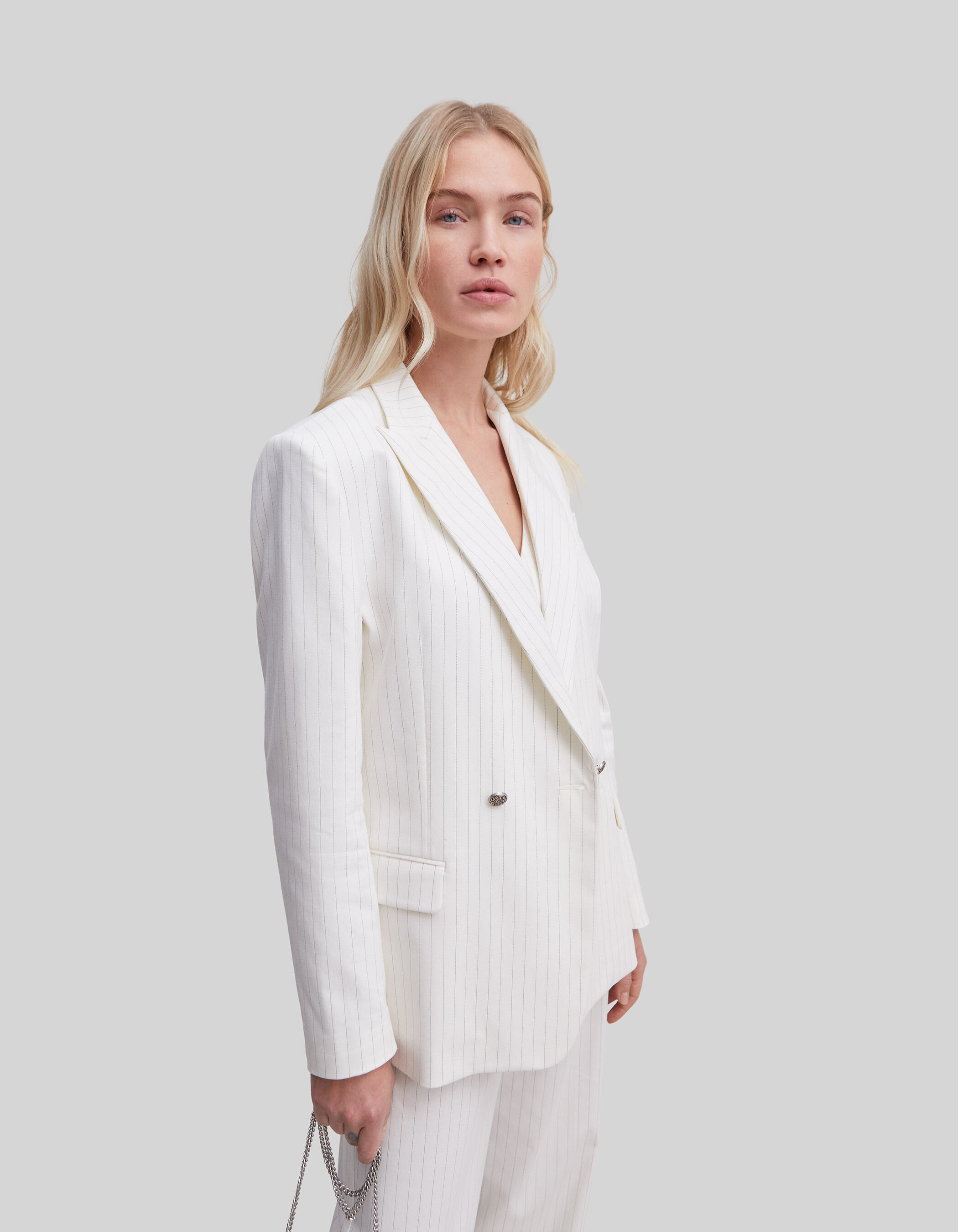 Women s ecru pinstripe suit jacket