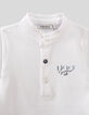 Polo blanco con cuello camisa rayas algodón bio bebé niño -2