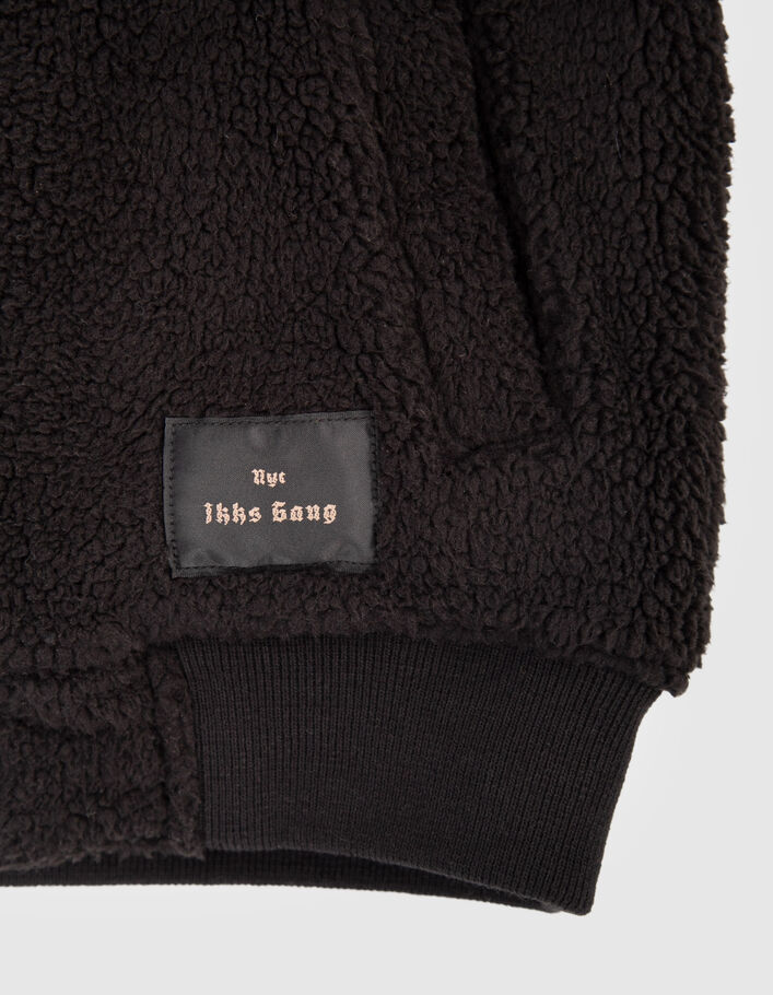 Cardigan réversible noir Sherpa et molleton garçon-6