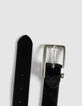 Ceinture noire cuir effet poulain Femme-3