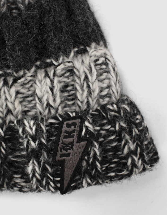 Baby boys’ dark grey wide-stripe knit beanie-2