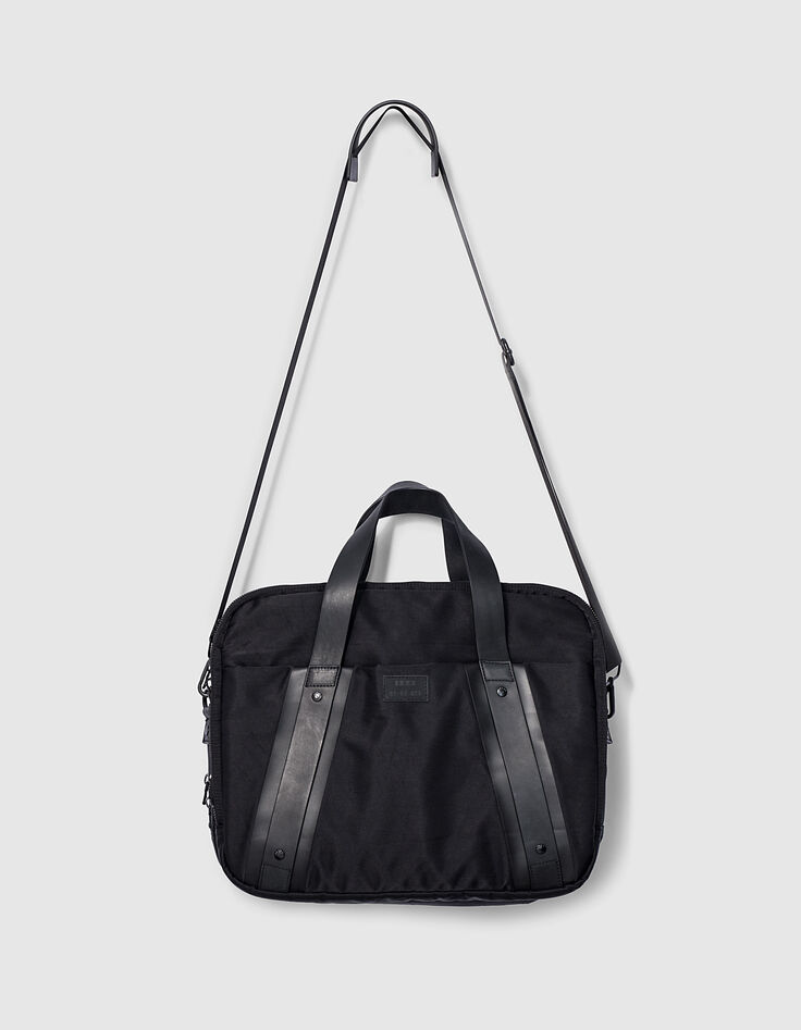 Sac noir en nylon cuir homme-5