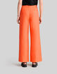 Pantal&oacute;n de traje naranja algod&oacute;n lino mujer-3