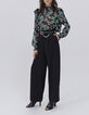 Zwarte blouse maxi bloemenprint volants Dames-5