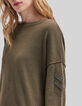 Women’s khaki boat neck sweater with stitch/chain chevron-5