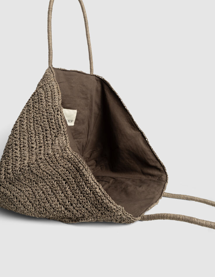 Panier kaki tressage façon raphia-6 Panier kaki tressage façon raphia-6