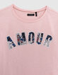 Camiseta rosa algodón orgánico mensaje goma wax niña-2