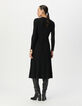 Robe longue noire tricot effet plissé Femme-2