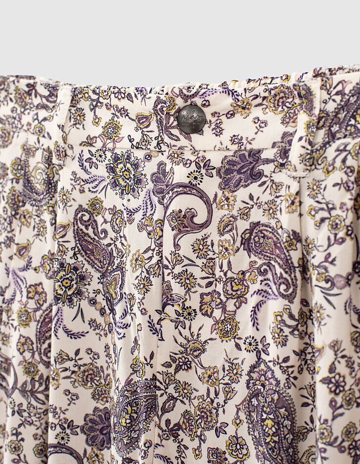 Wijde ecru broek Ecovero® kasjmierprint meisjes-2 Wijde ecru broek Ecovero® kasjmierprint meisjes-2