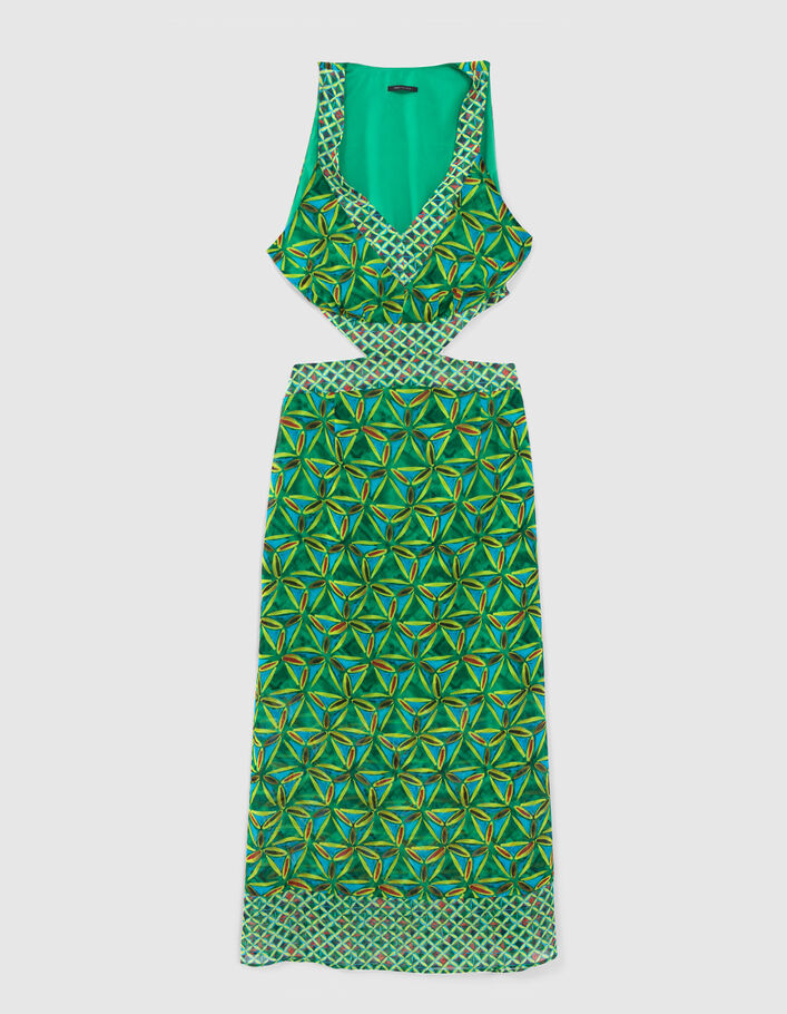 Muntgroene jurk gerecycleerd paradise print Dames - IKKS
