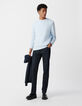 Men's sky slub knit sweater with rolled edges-1