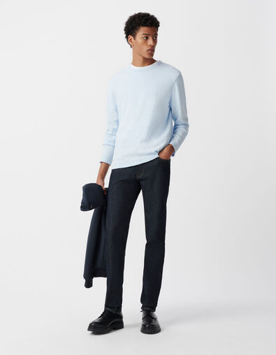 Men's sky slub knit sweater with rolled edges - IKKS