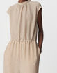 Dames jumpsuit met visgraatmotief in goud-3