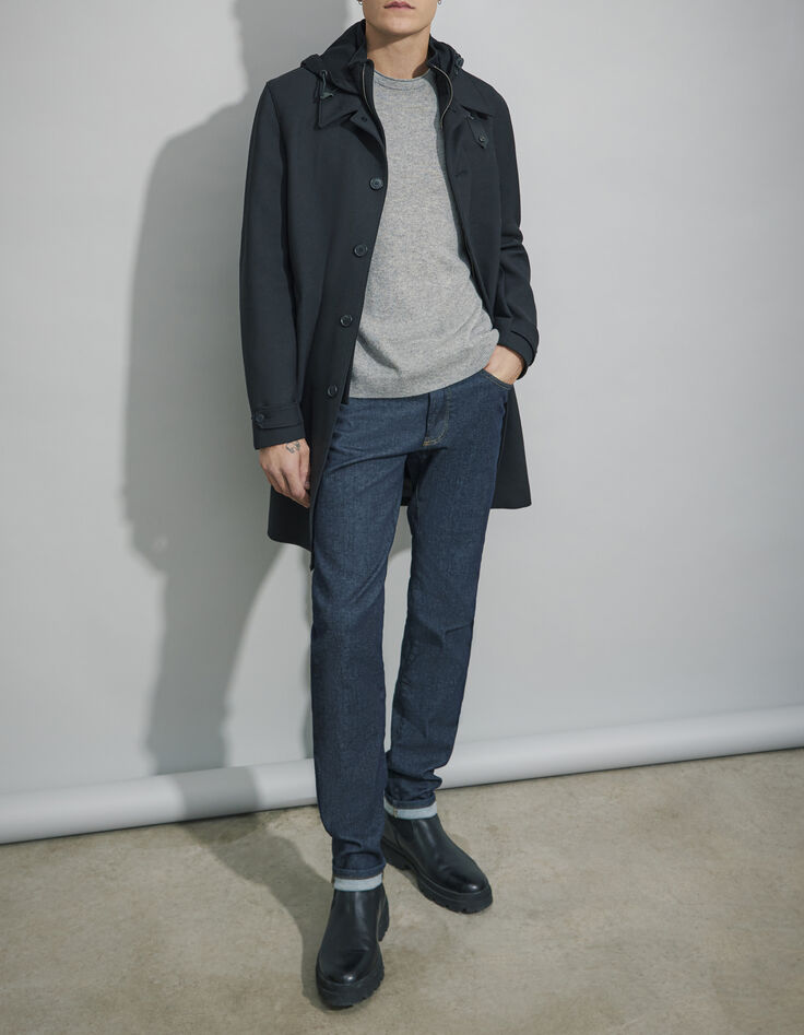 Pull gris chiné cachemire à col rond Homme-5