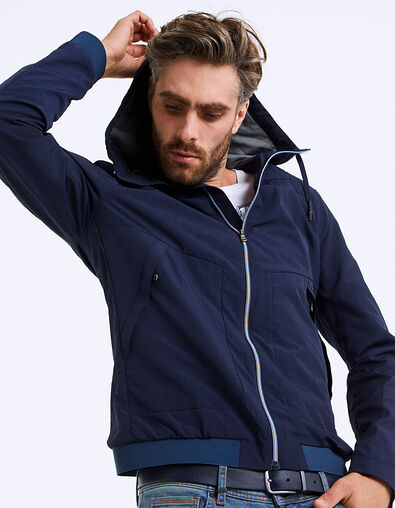 Men’s navy nylon sports jacket with red cords - IKKS