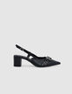 Escarpins slingback noirs cuir boucle oeillets Femme-1