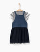 Robe 2 en 1 bi matière avec marinière fille-4