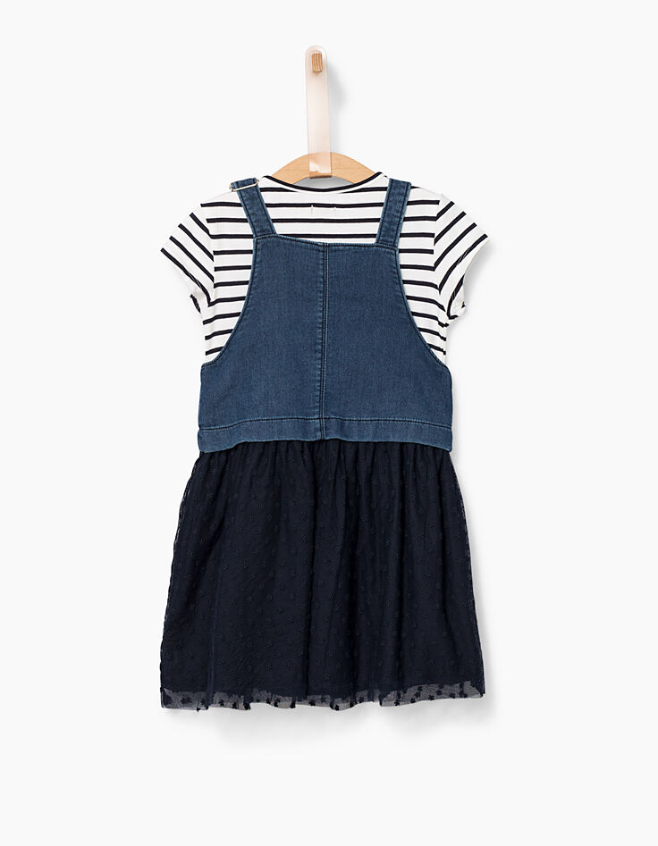 Robe 2 en 1 bi matière avec marinière fille-4
