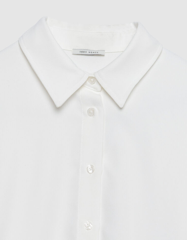 Women's long-sleeved white openwork shirt-7