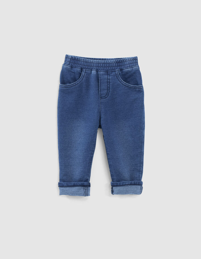 Een evenement Pat lip Medium blue jeans knitlooktricot bio baby's