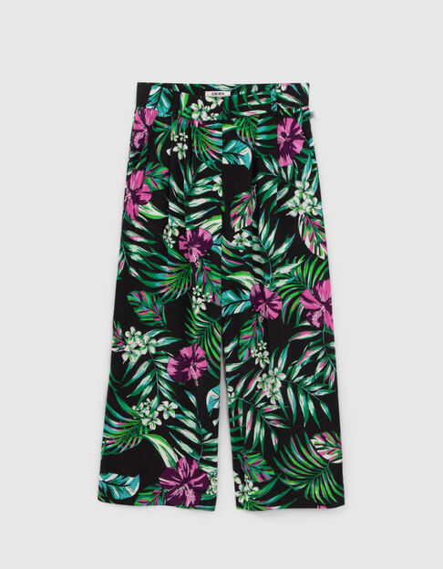 Pantalon noir LENZING™ ECOVERO™ tropical fille - IKKS