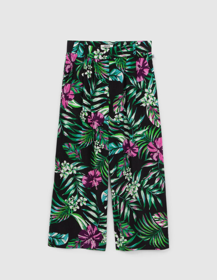Girls’ black LENZING™ ECOVERO™ tropical trousers-1