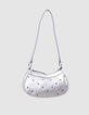 Sac à main argenté décor clous fille-1