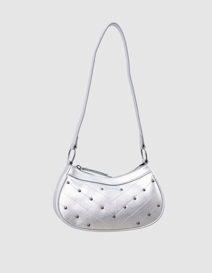 Sac à main argenté décor clous fille-1